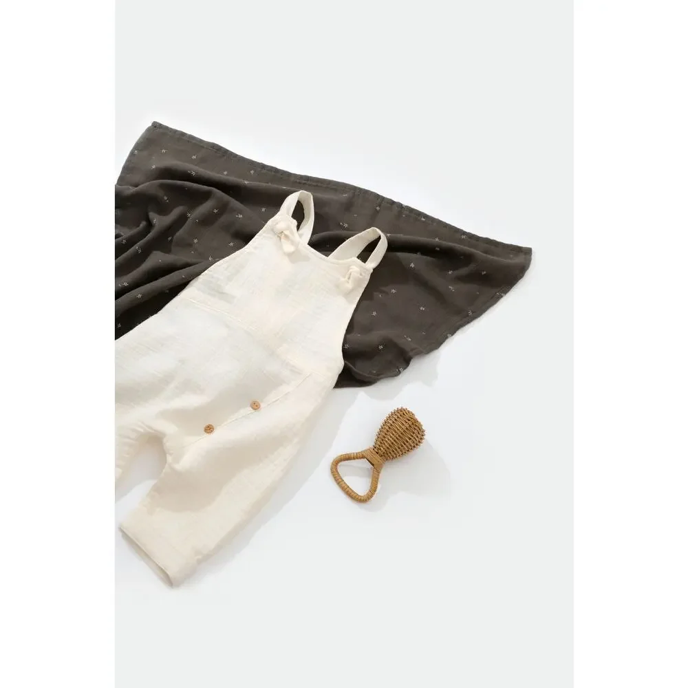 Organic Cotton Baby Overalls White 18-24M GOTS Certified Romper - Picture 2 of 8